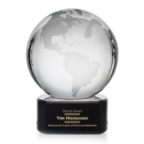 Corporate Awards - Globe Black on Paragon Spheres Crystal Award