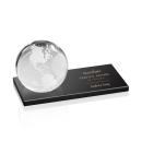 Globe Spheres on Black Base Crystal Award