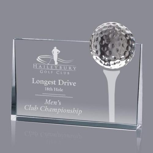 Corporate Awards - Sports Awards - Golf Awards - Traylor Golf Rectangle Crystal Award