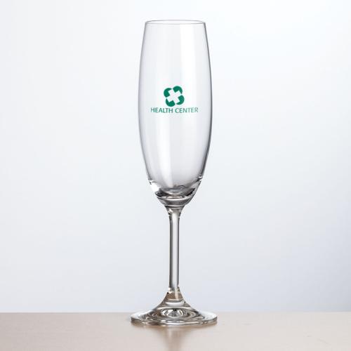 Corporate Gifts, Recognition Gifts and Desk Accessories - Etched Barware - Naples Flute - Imprinted 7.5oz