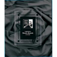 Employee Gifts - Clear & Black Acrylic Rectangle Plaque with Black Border