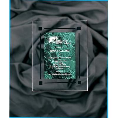 Corporate Awards - Service Awards - Green Marble & Clear Acrylic Rectangle Plaque with Black Border