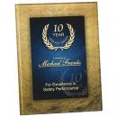 Blue & Gold Acrylic Rectangle Plaque Award with Gold Border