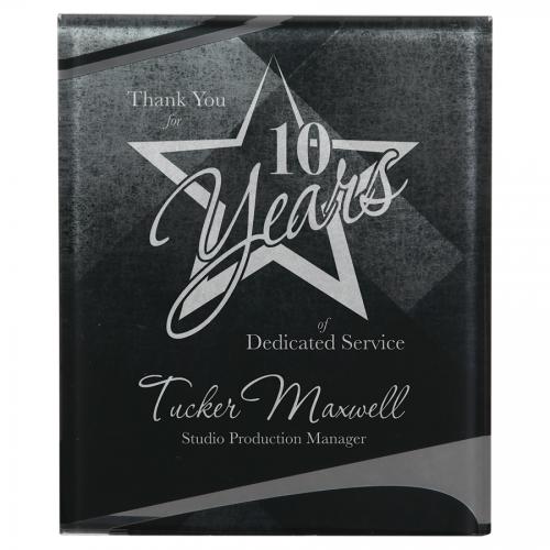 Corporate Awards - Service Awards - Black Apex Acrylic Rectangle Plaque with Silver Accent
