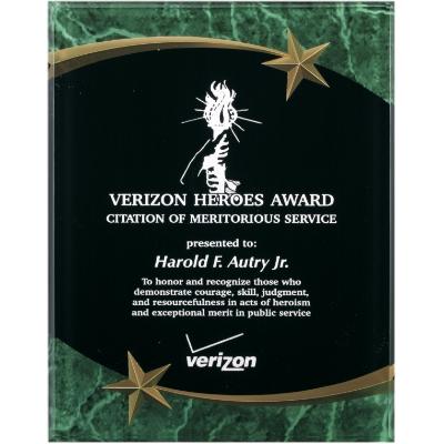 Corporate Awards - Marble & Granite Corporate Awards - Green Marble & Clear Acrylic Shooting Star Plaque