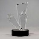 Tulsa Award Clear Crystal Globe Tower on Black Base for Theatre Excellence