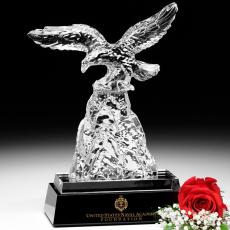 Employee Gifts - Clear Optical Crystal Challenge Eagle Award on Black Base