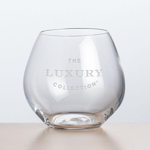Corporate Recognition Gifts - Etched Barware - Wine Glasses - Florentina Stemless Wine - Deep Etch