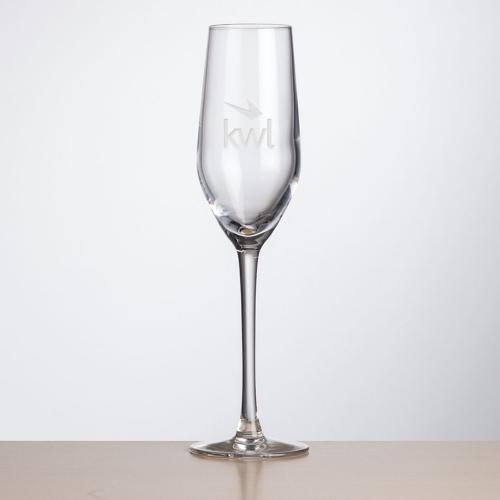 Corporate Gifts, Recognition Gifts and Desk Accessories - Etched Barware - Lethbridge Flute 5.75oz - Deep Etch