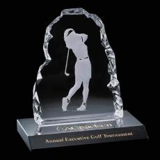 Employee Gifts - Golfer Iceberg People on Marble -Female Crystal Award