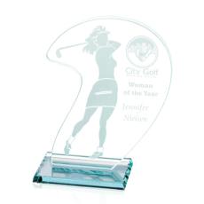 Employee Gifts - Female Golfer People Glass Award