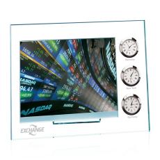 Employee Gifts - Dateline Clock/Frame - Jade/Chrome