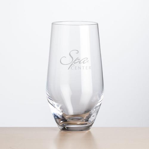 Corporate Gifts, Recognition Gifts and Desk Accessories - Etched Barware - Reina Stemless Flute - Deep Etch