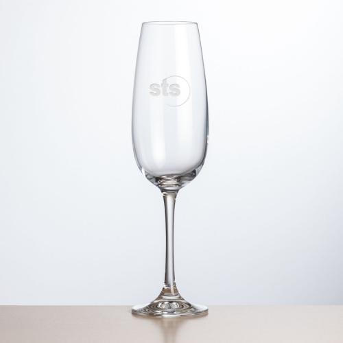 Corporate Recognition Gifts - Etched Barware - Danforth Flute - Deep Etch