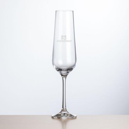 Corporate Gifts, Recognition Gifts and Desk Accessories - Etched Barware - Breckland Flute 6.5oz - Deep Etch