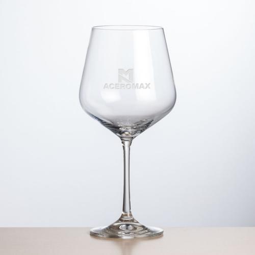 Corporate Recognition Gifts - Etched Barware - Wine Glasses - Breckland Burgundy Wine - Deep Etch