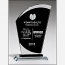 Clear & Black Glass Sail Shaped Award
