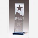 Clear Glass Star Mountain Award on Blue Glass Base