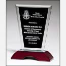 Clear Glass Award with Black Silk Screen & Wooden Base