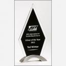 Clear & Black Glass Diamond Series Award on Silver Aluminum Base
