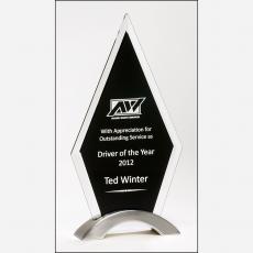 Employee Gifts - Clear & Black Glass Diamond Series Award on Silver Aluminum Base