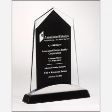Employee Gifts - Apex Series Black & Clear Glass Award with Silver Aluminum Accents