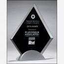 Clear Glass Diamond Award with Black Silk Screen on Silver Base