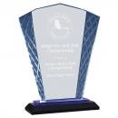 Fan Accent Glass Diamond Award on Blue & Black Base