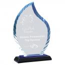 Flame Glass Award with Blue Accents on Blue & Black Base