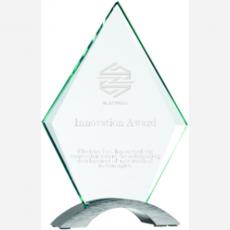 Employee Gifts - Diamond Cosmic Glass Award on Silver Chrome Arch Base