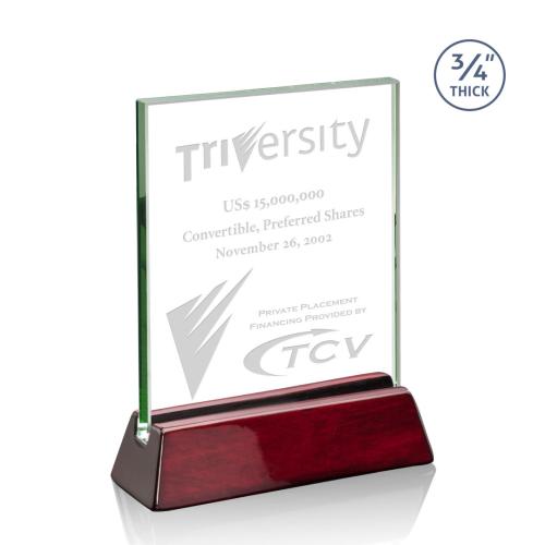 Corporate Awards - Walkerton Jade/Rosewood (Vertical) Rectangle Glass Award