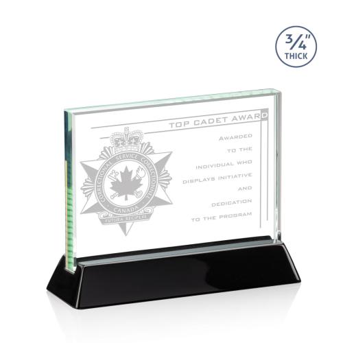 Corporate Awards - St Regis - Walkerton Jade/Black (Horizontal) Rectangle Glass Award