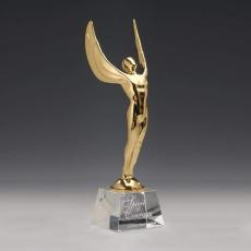 Employee Gifts - Winged Achievement People on Optical Metal Award
