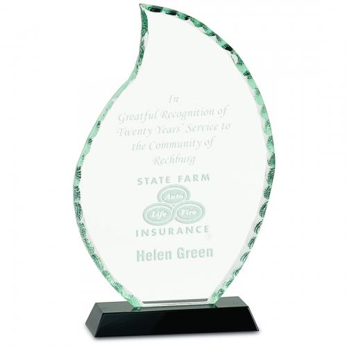 Corporate Awards - Crystal Awards - Star Awards - Glass Flame Award on Black Base