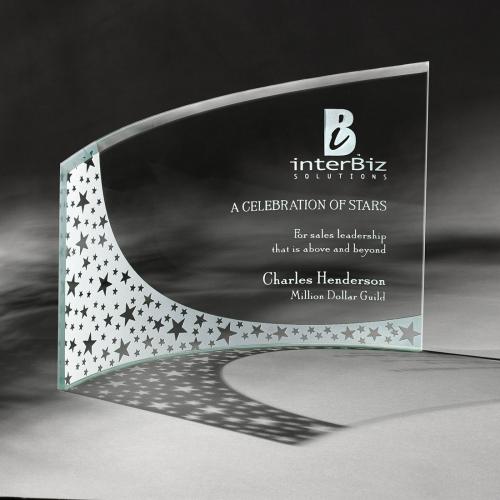 Corporate Awards - Glass Awards - Star Awards - Breeze Jade Crystal Curved Crescent Award
