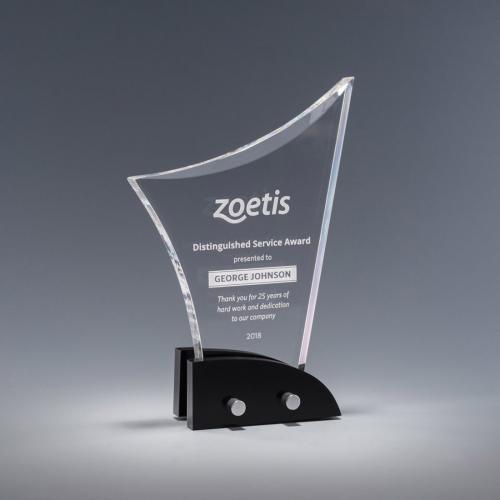 Corporate Awards - Crystal Awards - Torrent Clear Acrylic Recognition Award on Black Base