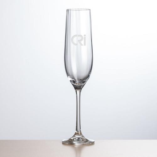 Corporate Gifts, Recognition Gifts and Desk Accessories - Etched Barware - Amerling Flute 6.5oz - Deep Etch