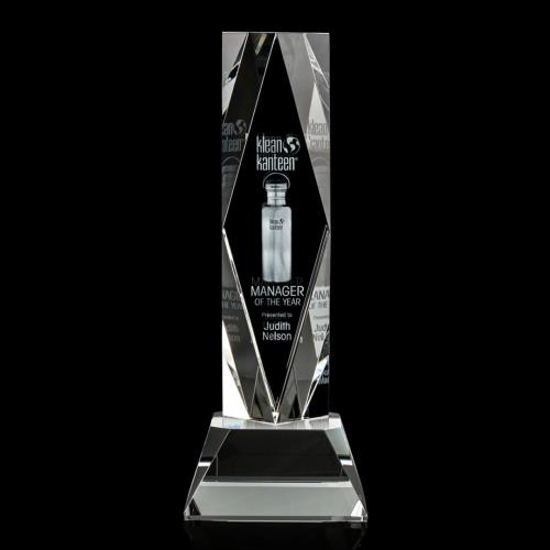 Corporate Awards - Crystal Awards - Years of Service Recognition Awards  - President 3D Clear on Base Obelisk Crystal Award