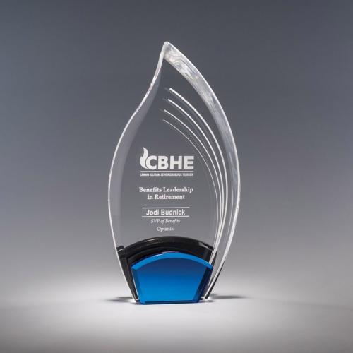 Corporate Awards - Rush Corporate Awards & Plaques - Clear & Blue Spark Acrylic Flame Award