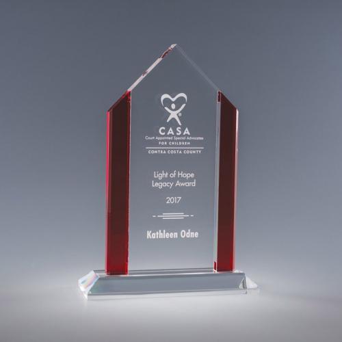 Corporate Awards - Rush Corporate Awards & Plaques - Veranda Clear & Red Acrylic Award