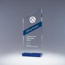 Clear Forward Optical Crystal Award with Blue Stripe