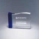 Oceanic Clear & Blue Optical Crystal Rectangle Award