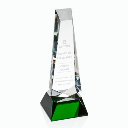 Corporate Awards - Rustern Obelisk Green  on Base Crystal Award