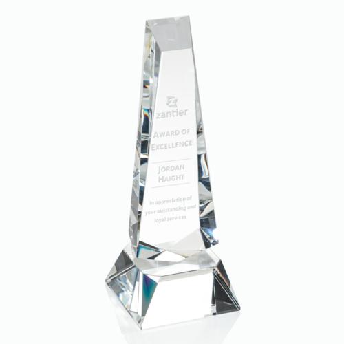 Corporate Awards - Rustern Obelisk Clear on Base Crystal Award