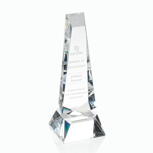 Corporate Awards - Rustern Clear on Base Obelisk Crystal Award