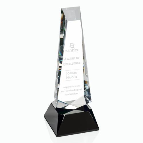 Corporate Awards - Rustern Obelisk Black on Base Crystal Award