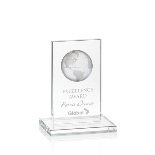 Corporate Awards - Brannigan Globe Clear Rectangle Crystal Award