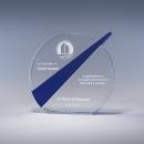 Clear Optical Crystal Circle Messenger Award with Blue Stripe