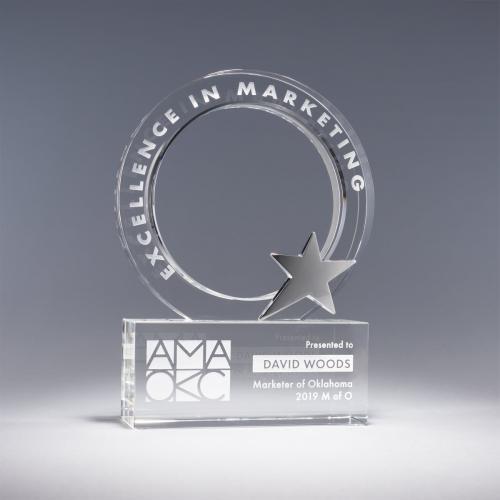 Corporate Awards - Crystal Awards - Star Awards - Realm Clear Optical Crystal Star & Circle Award