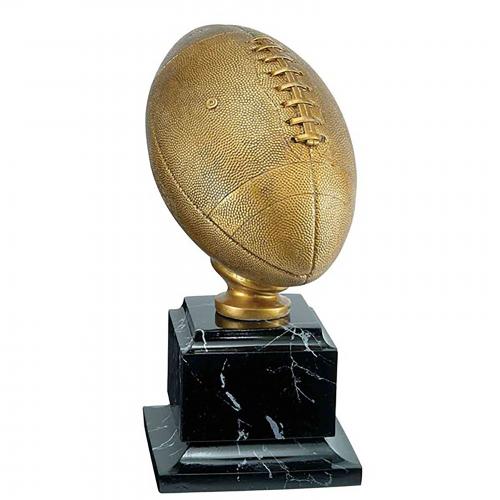Corporate Awards - Sports Awards & Player Recognition Trophies - Golden Football Trophy on Black Marble Base
